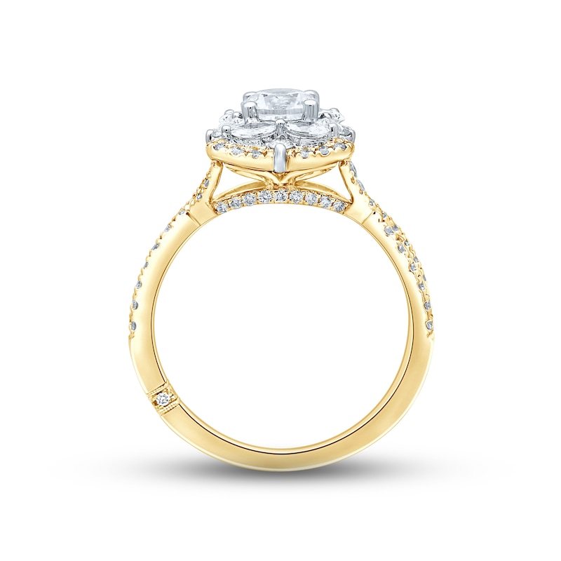 Monique Lhuillier Bliss Diamond Engagement Ring 1-3/8 ct tw Round & Marquise-cut 18K Two-Tone Gold