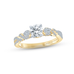 Monique Lhuillier Bliss Diamond Engagement Ring 1-1/8 ct tw Round & Marquise-cut 18K Two-Tone Gold