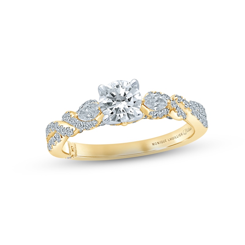 Monique Lhuillier Bliss Diamond Engagement Ring 1-1/8 ct tw Round & Marquise-cut 18K Two-Tone Gold