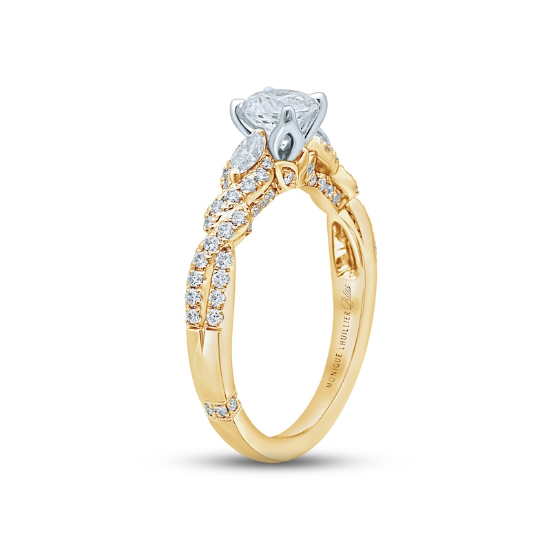 Monique Lhuillier Bliss Diamond Engagement Ring 1-1/8 ct tw Round & Marquise-cut 18K Two-Tone Gold