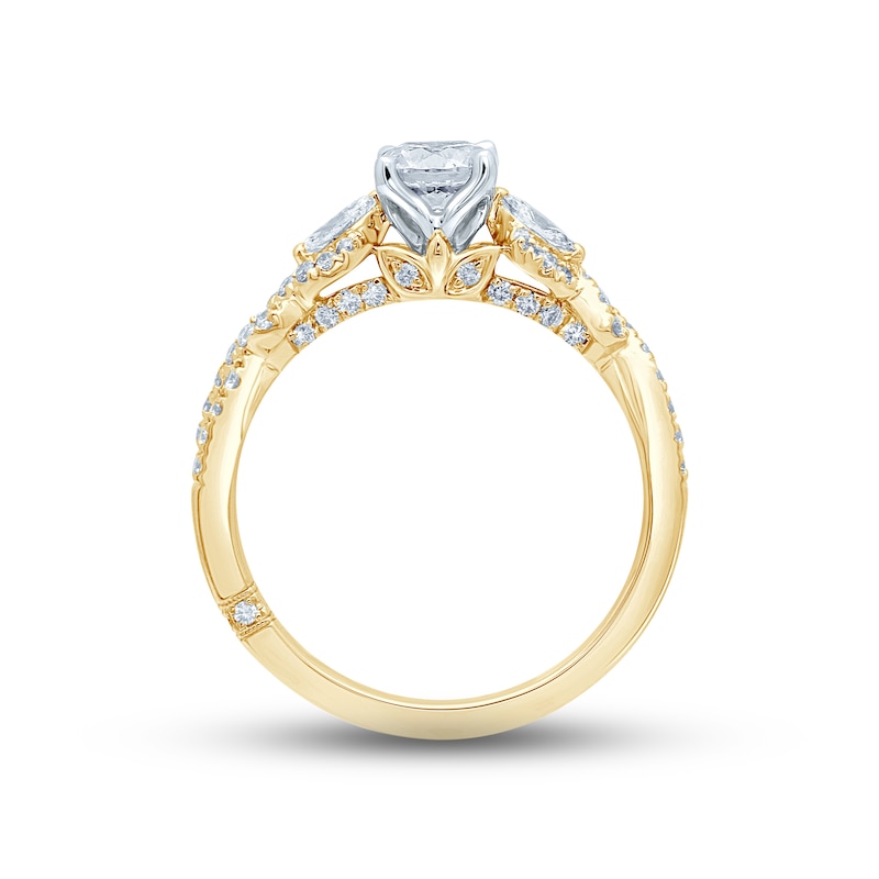 Monique Lhuillier Bliss Diamond Engagement Ring 1-1/8 ct tw Round & Marquise-cut 18K Two-Tone Gold