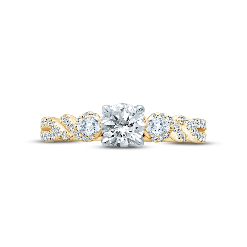 Monique Lhuillier Bliss Diamond Engagement Ring 1-1/8 ct tw Round & Marquise-cut 18K Two-Tone Gold