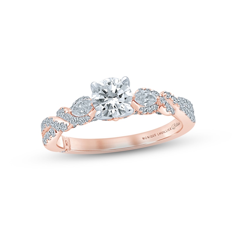 Main Image 1 of Monique Lhuillier Bliss Diamond Engagement Ring 1-1/8 ct tw Round & Marquise-cut 18K Two-Tone Gold