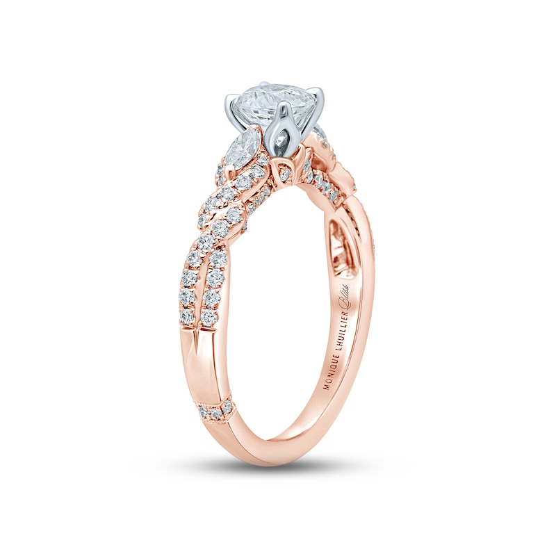 Monique Lhuillier Bliss Diamond Engagement Ring 1-1/8 ct tw Round & Marquise-cut 18K Two-Tone Gold