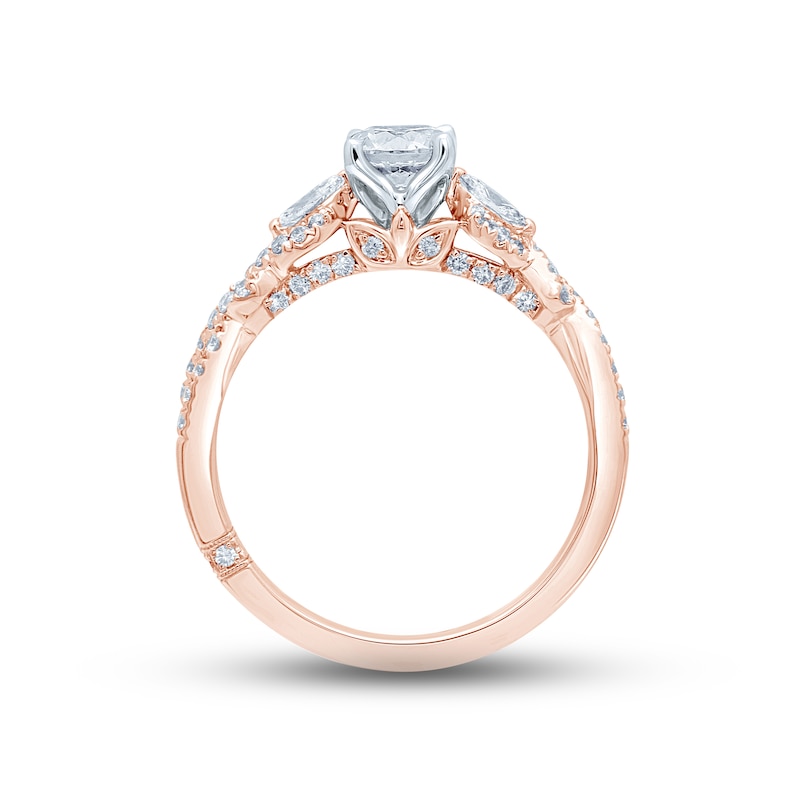 Monique Lhuillier Bliss Diamond Engagement Ring 1-1/8 ct tw Round & Marquise-cut 18K Two-Tone Gold