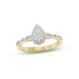Monique Lhuillier Bliss Diamond Engagement Ring 7/8 ct tw Pear & Round-cut 18K Yellow Gold