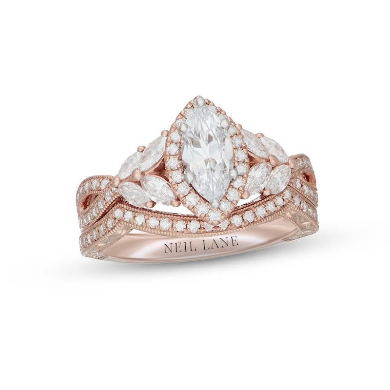 Main Image 1 of Neil Lane Marquise-cut Diamond Bridal Set 1-1/2 ct tw 14K Rose Gold