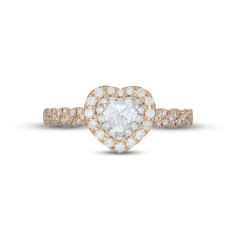 Main Image 3 of Neil Lane Diamond Engagement Ring 3/4 ct tw Heart & Round-cut 14K Two-Tone Gold