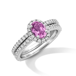 Neil Lane Pink Tourmaline & Diamond Bridal Set 3/4 ct tw 14K White Gold