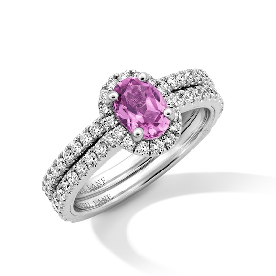 Neil Lane Pink Tourmaline & Diamond Bridal Set 3/4 ct tw 14K White Gold