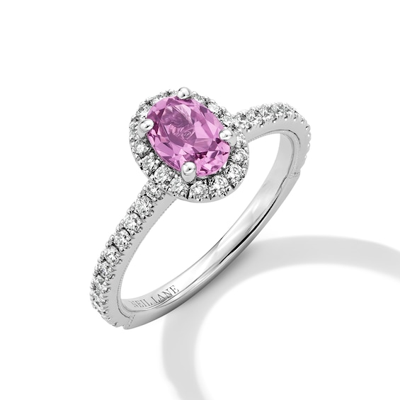 Neil Lane Diamond & Pink Tourmaline Engagement Ring 1/2 ct tw 14K White Gold