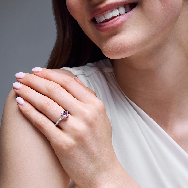 Main Image 4 of Neil Lane Diamond & Pink Tourmaline Engagement Ring 1/2 ct tw 14K White Gold