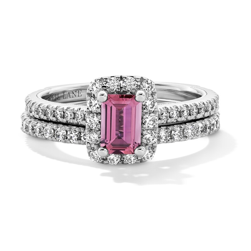 Main Image 3 of Neil Lane Pink Tourmaline & Diamond Bridal Set 5/8 ct tw 14K White Gold