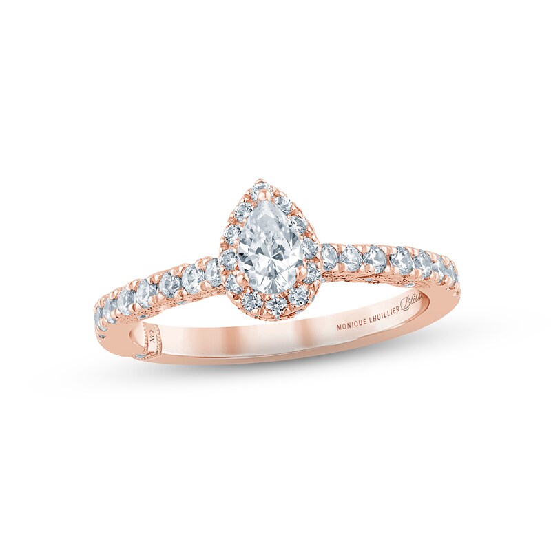 Monique Lhuillier Bliss Diamond Engagement Ring 7/8 ct tw Pear & Round-cut 18K Rose Gold