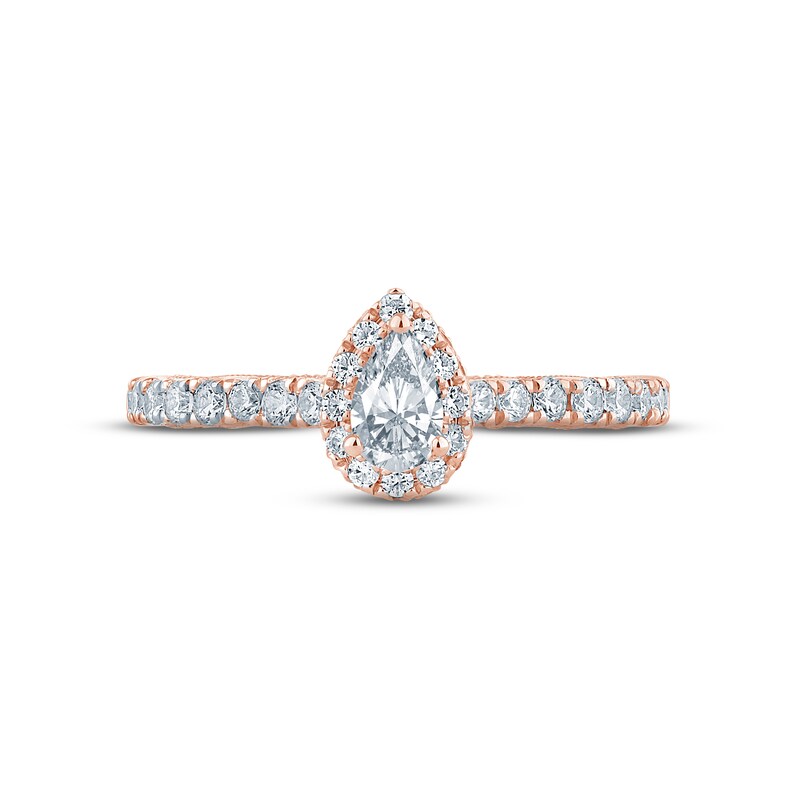 Monique Lhuillier Bliss Diamond Engagement Ring 7/8 ct tw Pear & Round-cut 18K Rose Gold