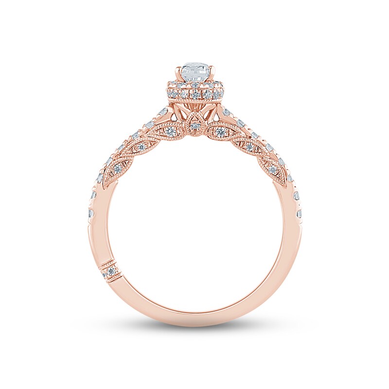 Monique Lhuillier Bliss Diamond Engagement Ring 7/8 ct tw Pear & Round-cut 18K Rose Gold