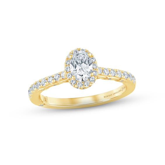 Monique Lhuillier Bliss Diamond Engagement Ring 1 ct tw Oval & Round-cut 18K Yellow Gold