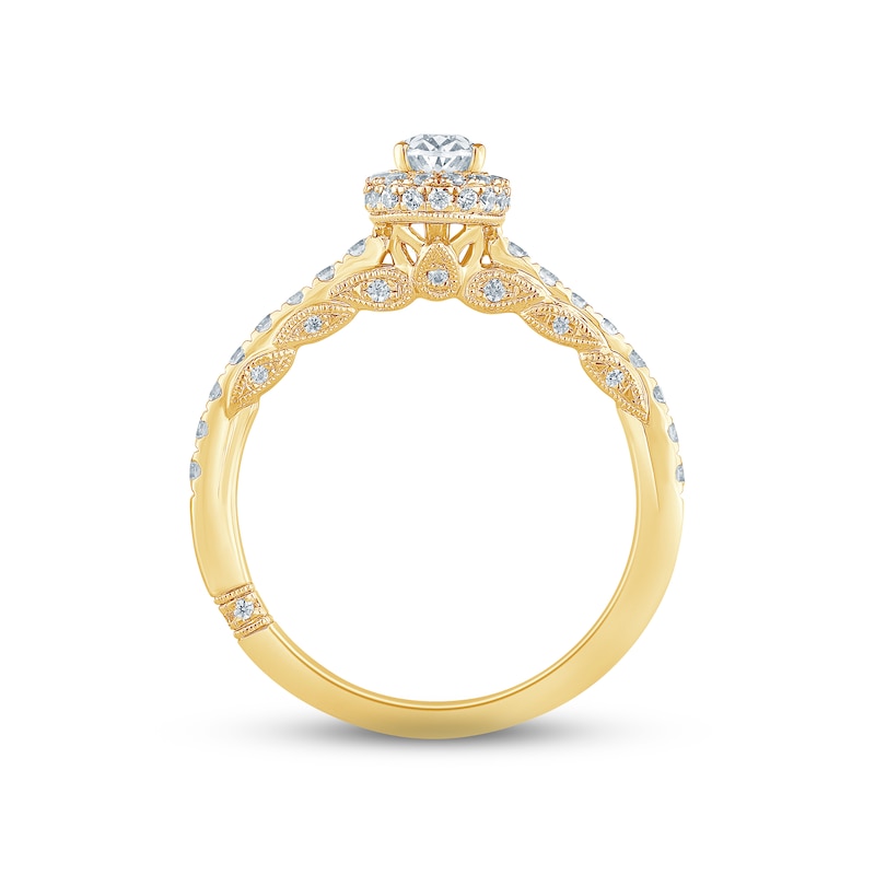 Monique Lhuillier Bliss Diamond Engagement Ring 1 ct tw Oval & Round-cut 18K Yellow Gold