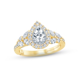 Monique Lhuillier Bliss Diamond Engagement Ring 1-1/4 ct tw Pear, Round & Marquise-cut 18K Two-Tone Gold