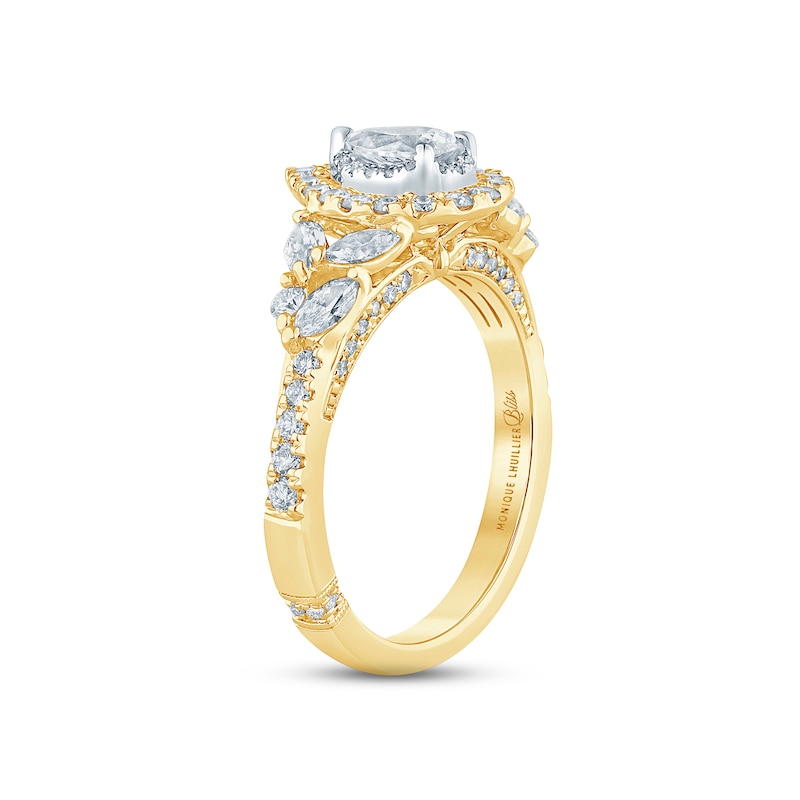 Monique Lhuillier Bliss Diamond Engagement Ring 1-1/4 ct tw Pear, Round & Marquise-cut 18K Two-Tone Gold