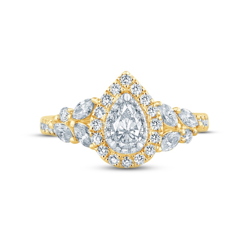 Main Image 3 of Monique Lhuillier Bliss Diamond Engagement Ring 1-1/4 ct tw Pear, Round & Marquise-cut 18K Two-Tone Gold