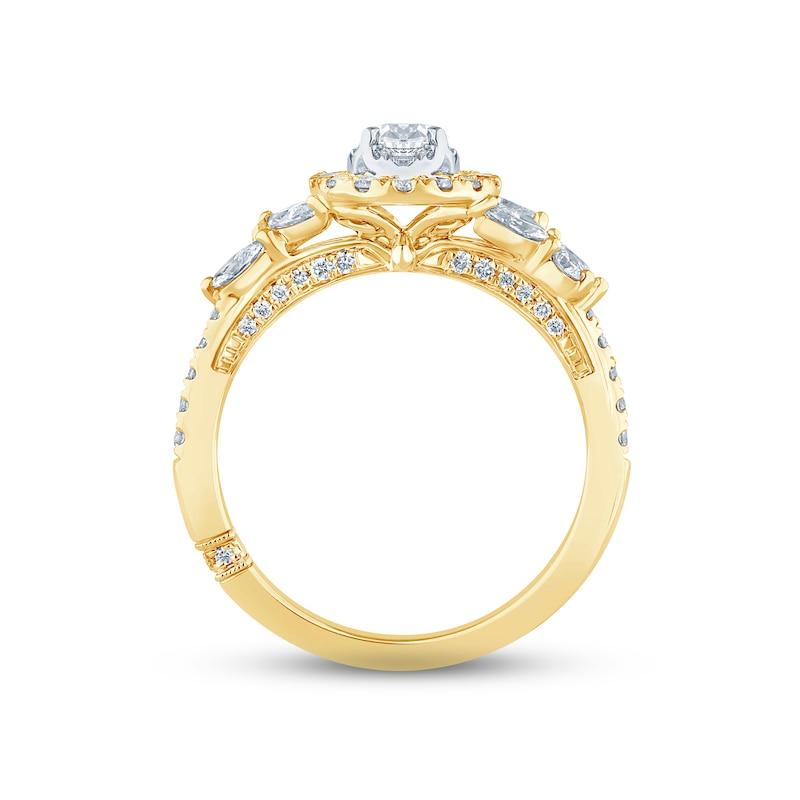 Monique Lhuillier Bliss Diamond Engagement Ring 1-1/4 ct tw Pear, Round & Marquise-cut 18K Two-Tone Gold