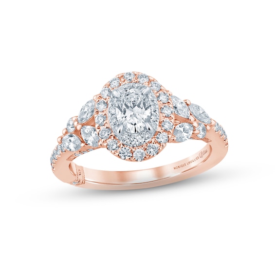Monique Lhuillier Bliss Diamond Engagement Ring 1-1/4 ct tw Oval, Round & Marquise-cut 18K Two-Tone Gold