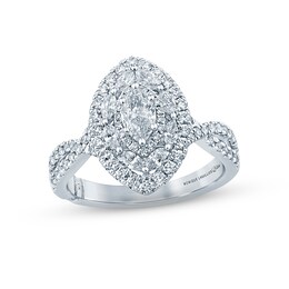 Monique Lhuillier Bliss Diamond Engagement Ring 1-1/5 ct tw Marquise & Round-cut 18K White Gold