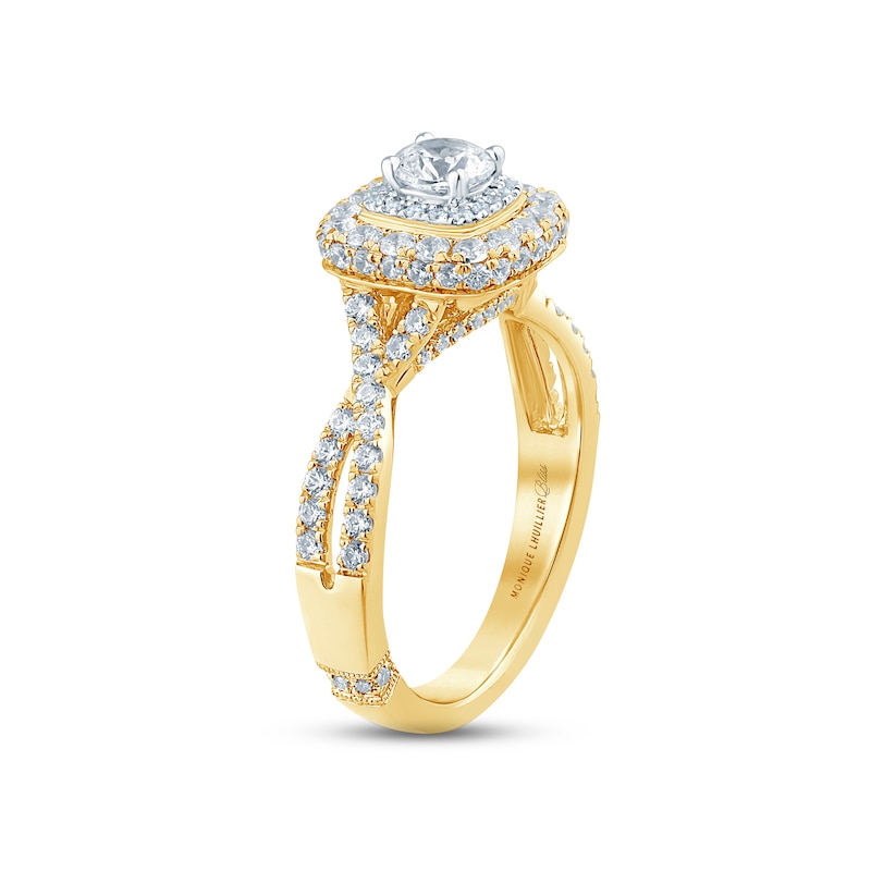 Monique Lhuillier Bliss Diamond Engagement Ring 1-1/8 ct tw Round-cut 18K Two-Tone Gold