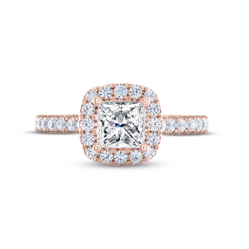 Main Image 3 of THE LEO Legacy Lab-Grown Diamond Princess-Cut Engagement Ring 1-3/8 ct tw 14K Rose Gold