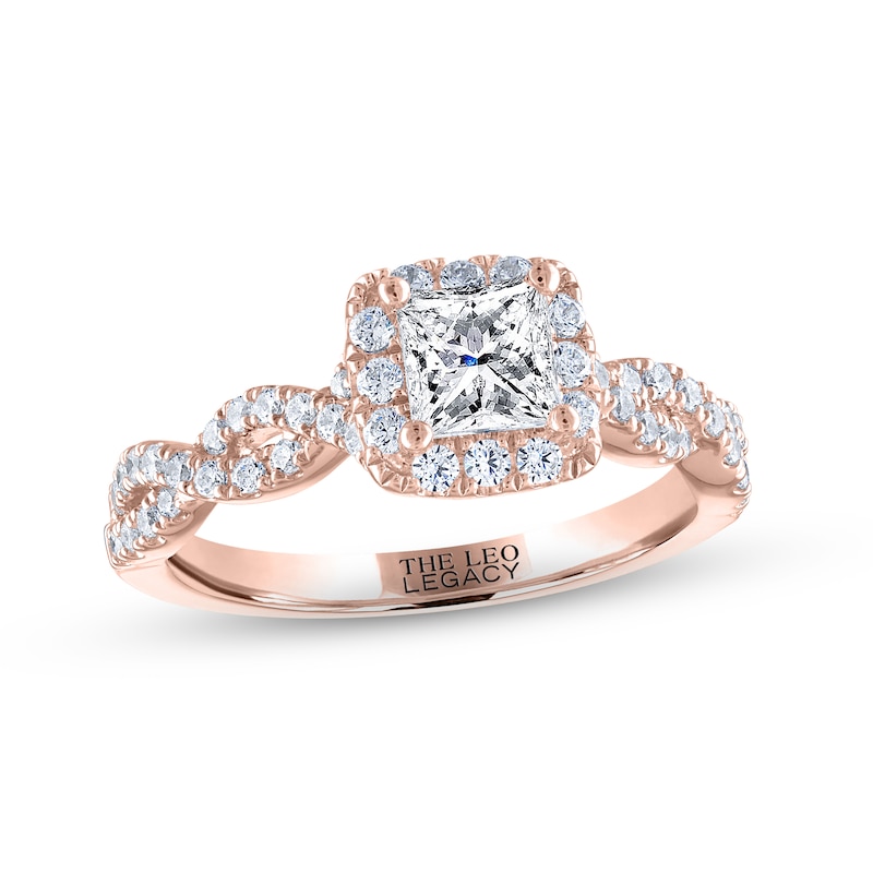 Main Image 1 of THE LEO Legacy Lab-Grown Diamond Princess-Cut Engagement Ring 1-1/6 ct tw 14K Rose Gold
