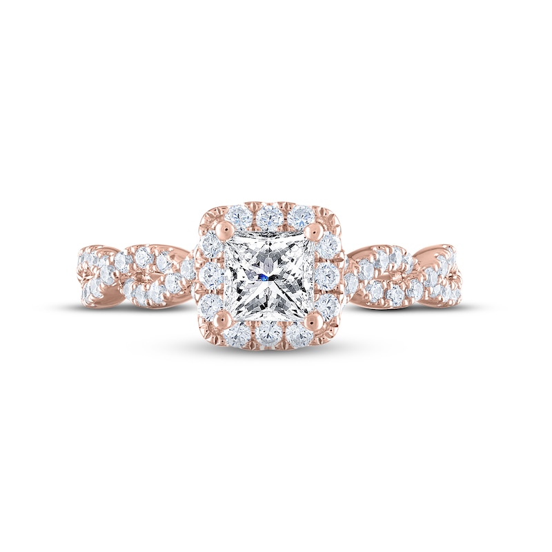 Main Image 3 of THE LEO Legacy Lab-Grown Diamond Princess-Cut Engagement Ring 1-1/6 ct tw 14K Rose Gold