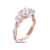 Thumbnail Image 1 of THE LEO Legacy Lab-Created Diamond Princess & Round-Cut Three-Stone Engagement Ring 1 ct tw 14K Rose Gold