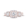 Thumbnail Image 3 of THE LEO Legacy Lab-Grown Diamond Princess & Round-Cut Three-Stone Engagement Ring 1 ct tw 14K Rose Gold