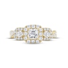 Thumbnail Image 2 of THE LEO Legacy Lab-Created Diamond Princess & Round-Cut Three-Stone Engagement Ring 1 ct tw 14K Yellow Gold