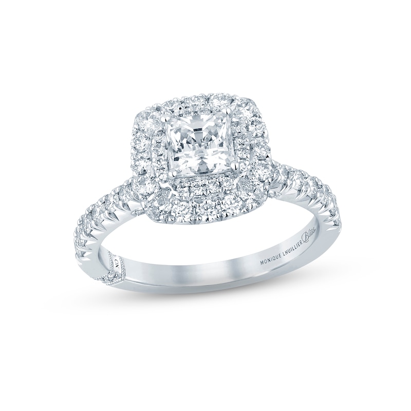Monique Lhuillier Bliss Diamond Engagement Ring 1-5/8 ct tw Princess, Pear & Round-cut 18K White Gold with 360