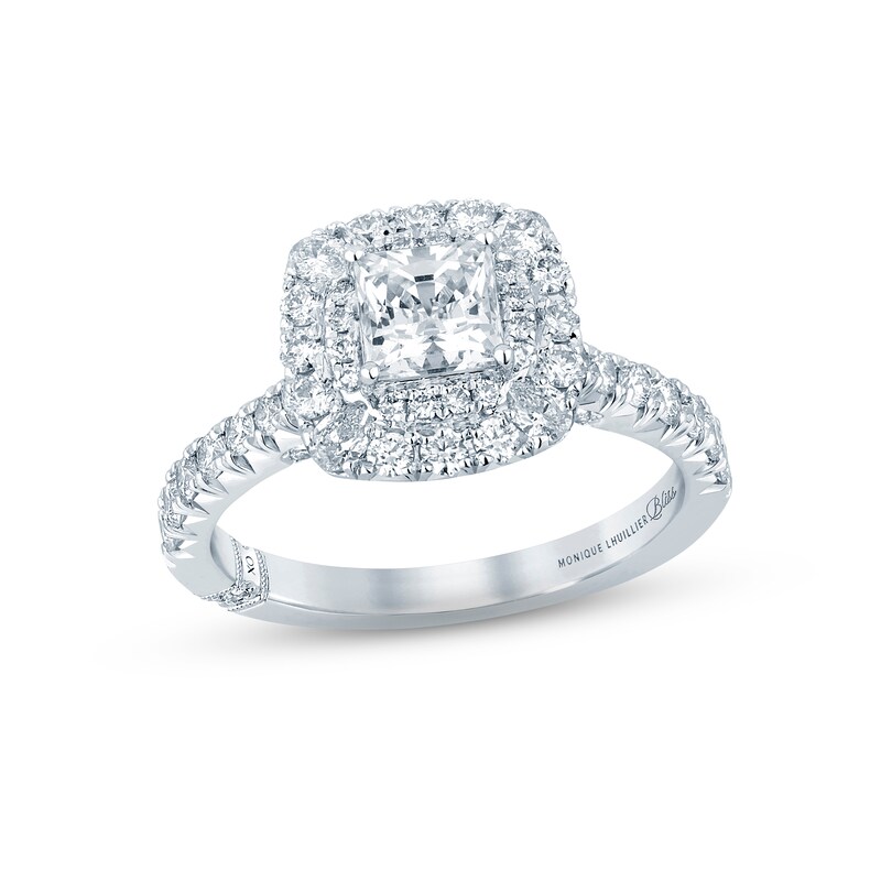 Monique Lhuillier Bliss Diamond Engagement Ring 1-5/8 ct tw Princess, Pear & Round-cut 18K White Gold