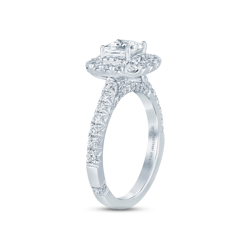Monique Lhuillier Bliss Diamond Engagement Ring 1-5/8 ct tw Princess, Pear & Round-cut 18K White Gold