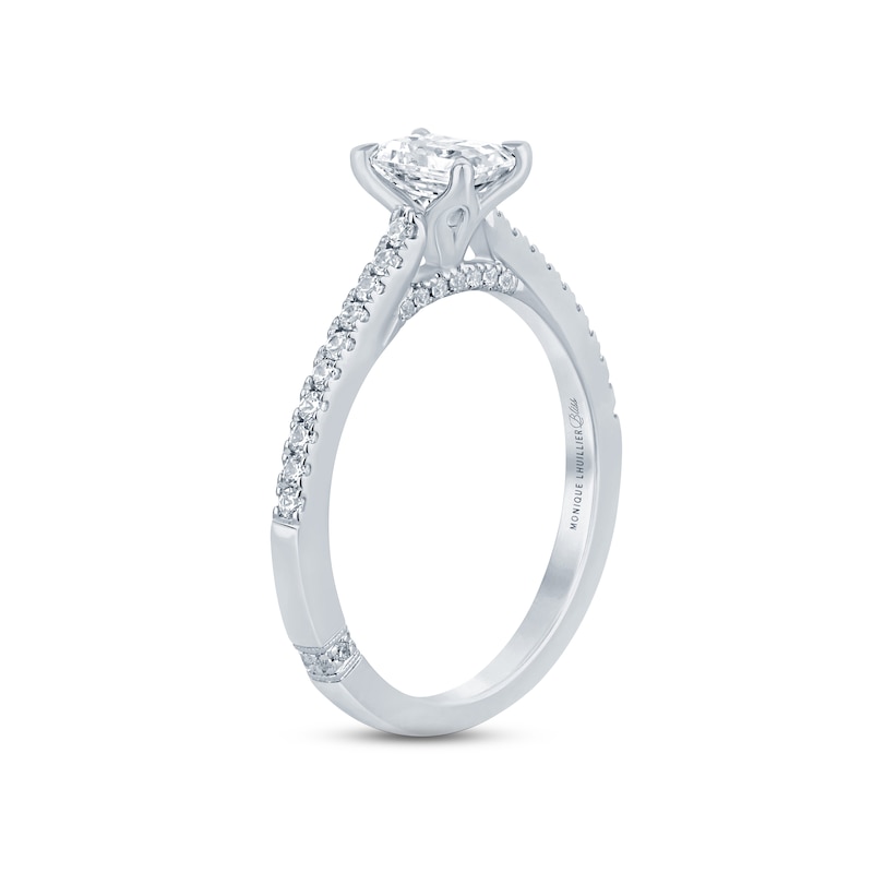 Main Image 2 of Monique Lhuillier Bliss Diamond Engagement Ring 5/8 ct tw Emerald & Round-cut 18K White Gold