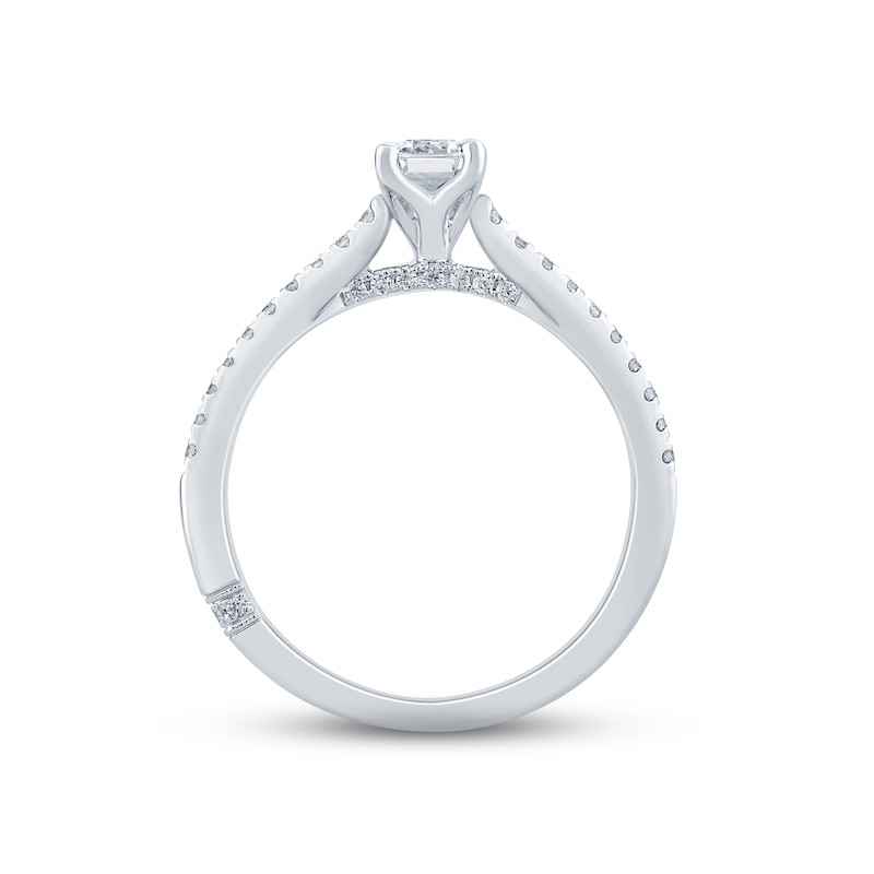 Main Image 3 of Monique Lhuillier Bliss Diamond Engagement Ring 5/8 ct tw Emerald & Round-cut 18K White Gold