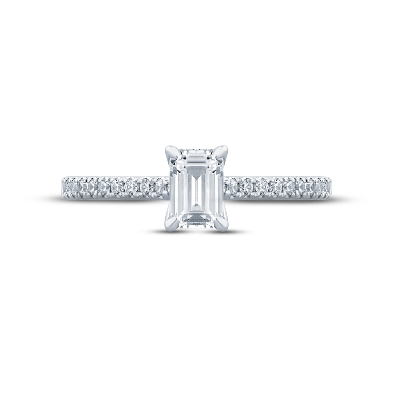 Monique Lhuillier Bliss Diamond Engagement Ring 5/8 ct tw Emerald & Round-cut 18K White Gold