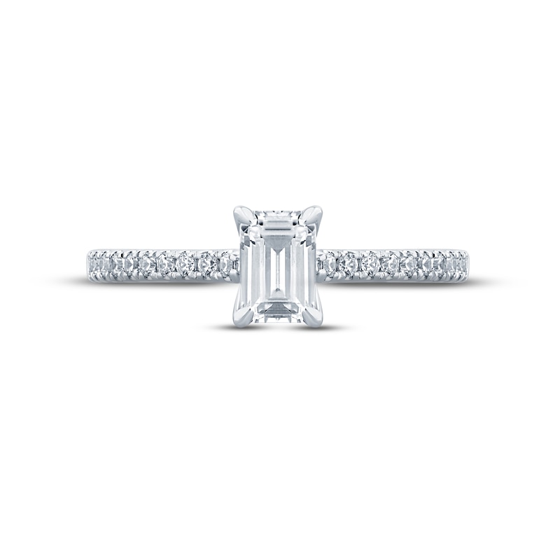 Main Image 4 of Monique Lhuillier Bliss Diamond Engagement Ring 5/8 ct tw Emerald & Round-cut 18K White Gold