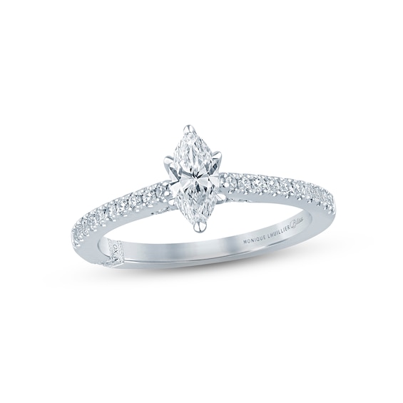 Monique Lhuillier Bliss Diamond Engagement Ring 5/8 ct tw Marquise & Round-cut 18K White Gold