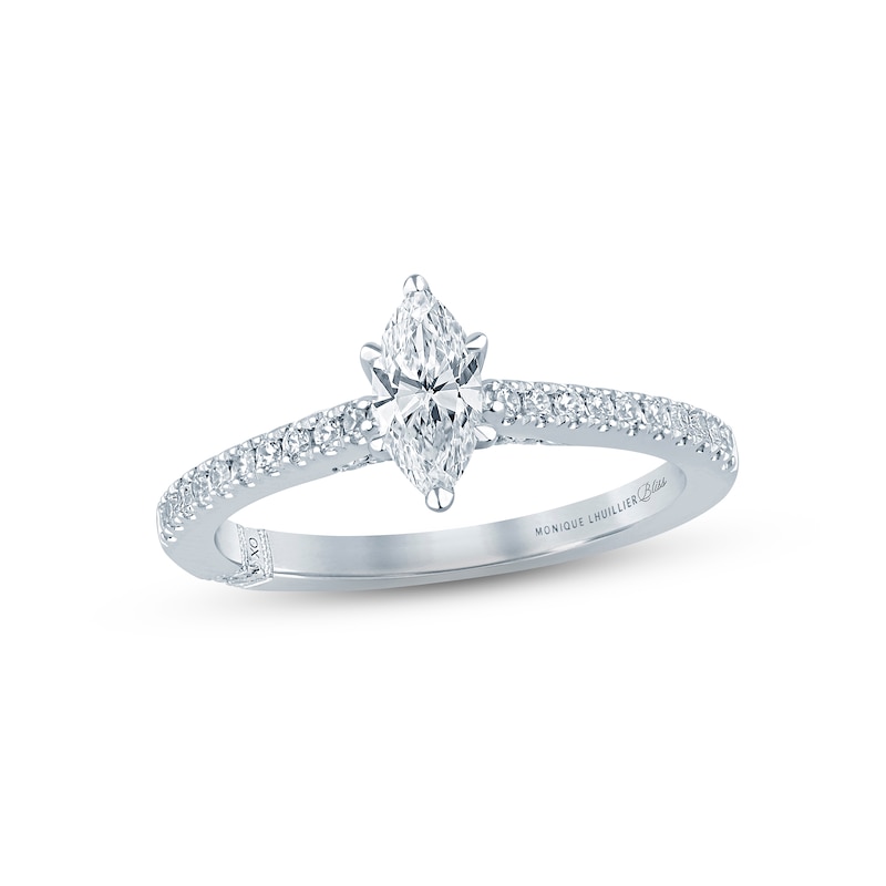 Main Image 1 of Monique Lhuillier Bliss Diamond Engagement Ring 5/8 ct tw Marquise & Round-cut 18K White Gold