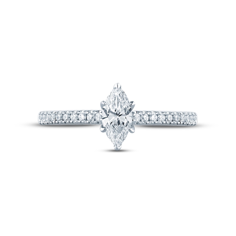 Main Image 4 of Monique Lhuillier Bliss Diamond Engagement Ring 5/8 ct tw Marquise & Round-cut 18K White Gold