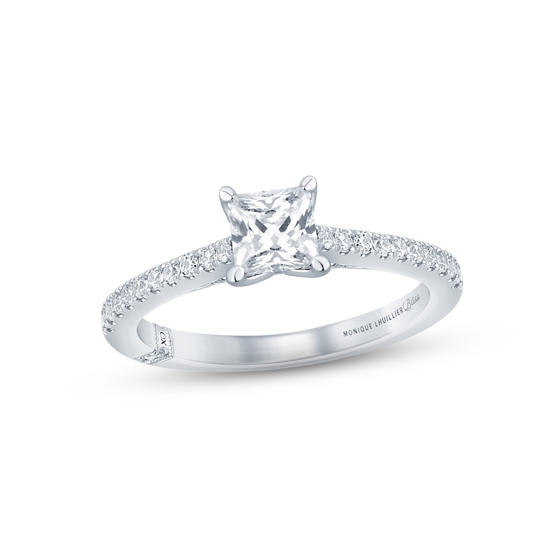 Main Image 1 of Monique Lhuillier Bliss Diamond Engagement Ring 5/8 ct tw Princess & Round-cut 18K White Gold