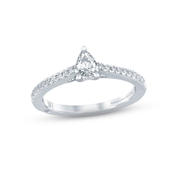 Monique Lhuillier Bliss Diamond Engagement Ring 5/8 ct tw Pear & Round-cut 18K White Gold