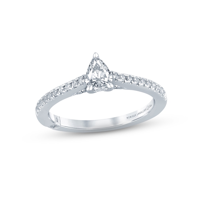 Monique Lhuillier Bliss Diamond Engagement Ring 5/8 ct tw Pear & Round-cut 18K White Gold