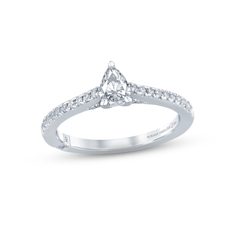 Main Image 1 of Monique Lhuillier Bliss Diamond Engagement Ring 5/8 ct tw Pear & Round-cut 18K White Gold