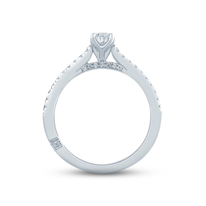 Main Image 3 of Monique Lhuillier Bliss Diamond Engagement Ring 5/8 ct tw Pear & Round-cut 18K White Gold